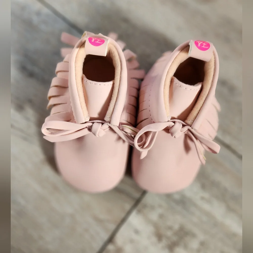 First Steps Baby Girl Soft Pink Moccasin Shoes